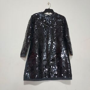Zara Short Knit Sequin Black Dress Sz-M
